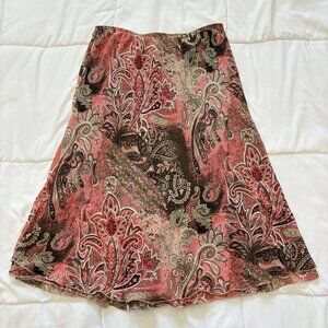Vintage 90s Y2K Midi Skirt Womens Medium Pink Floral Coquette Feminine Dainty